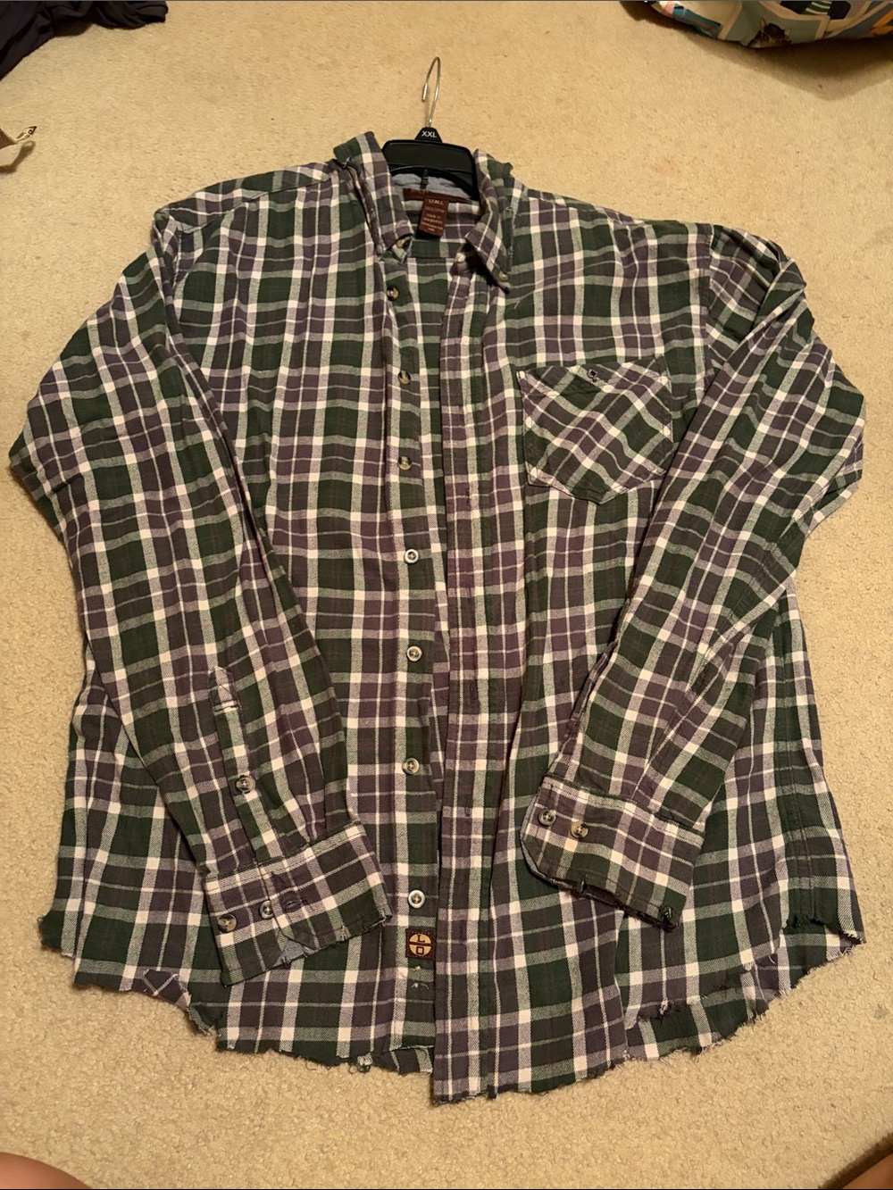 Men's Green & Purple Plaid Button-Down Shirt